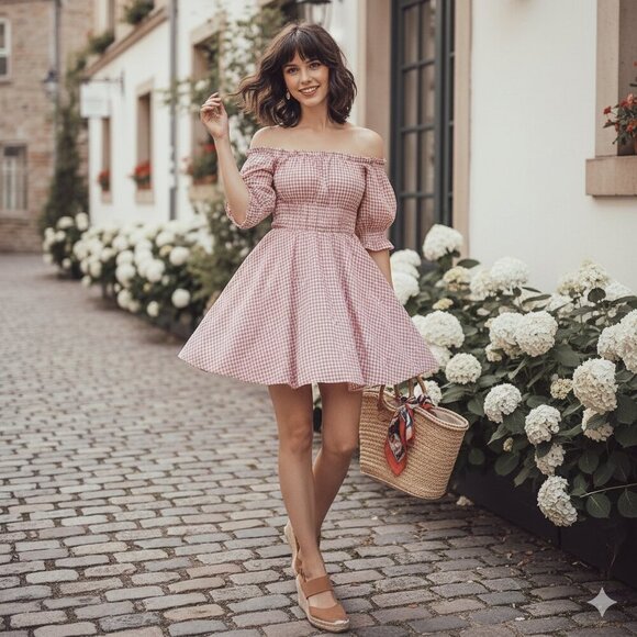 J.ING Dresses & Skirts - J.ING Red Plaid Off Shoulder Mini Dress Size XS NWT